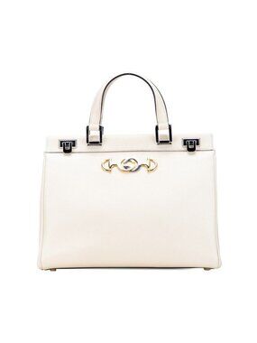 Gucci Zumi Horsebit Handbag White Leather
